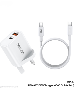 Remax 20W Wall Charger kit with Type C to Type C Data Cable